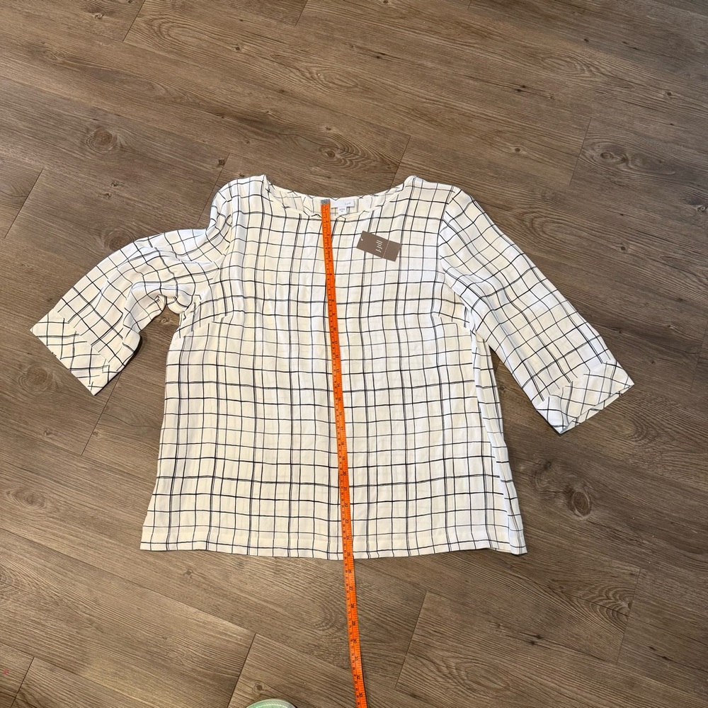 J. Jill White and Black Grid Blouse - Picture 4 of 5